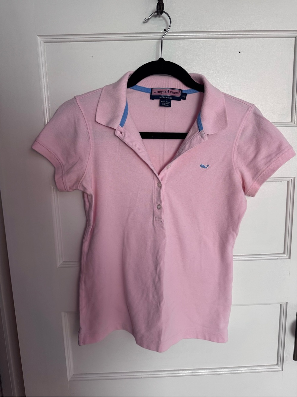 Vineyard Vines Pastel Pink Polo with Light Blue Whale